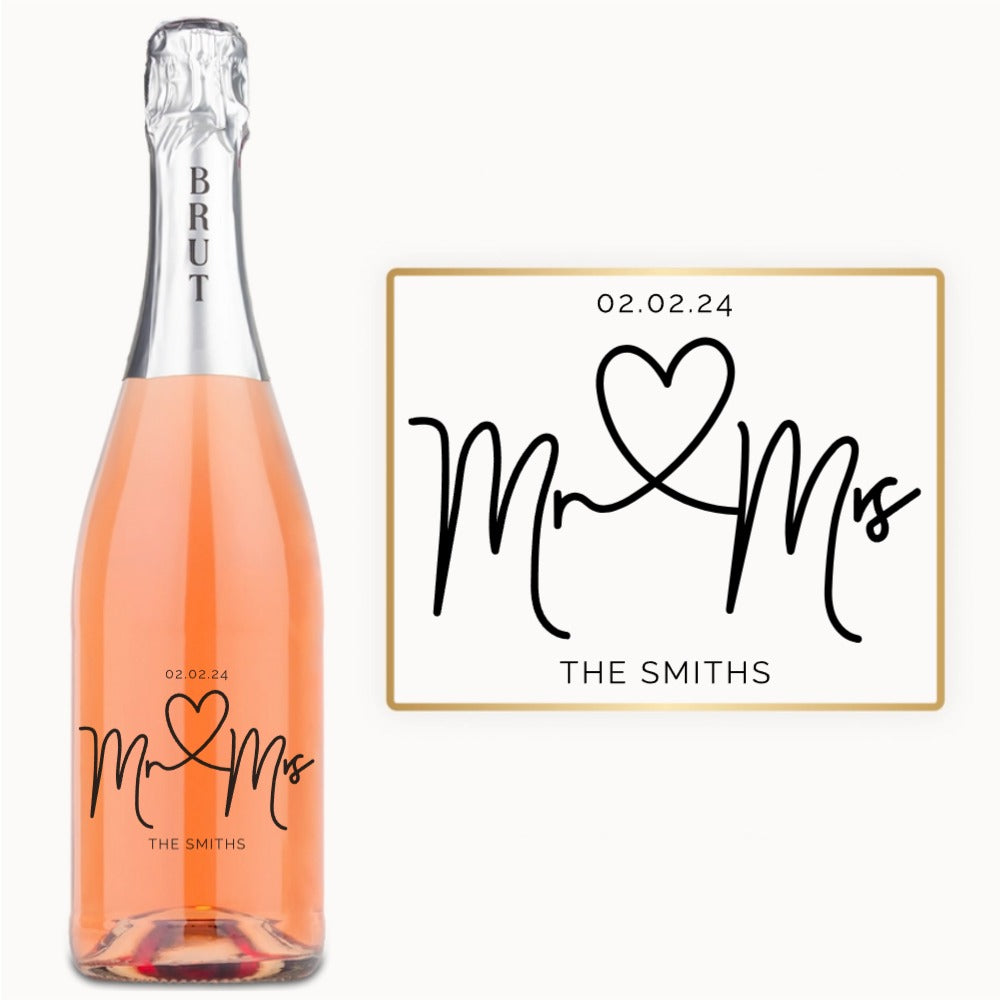 Mr. & Mrs. Heart – Engraved Wedding Wine