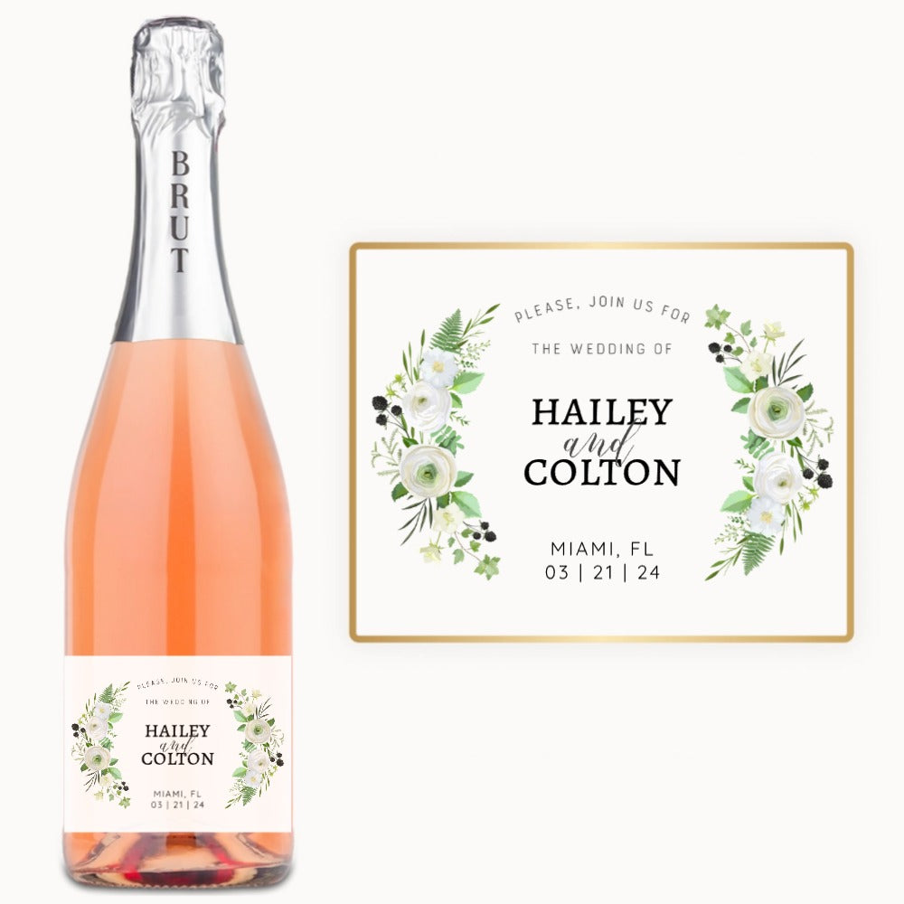 Floral Wedding Invite – Custom Label Wine