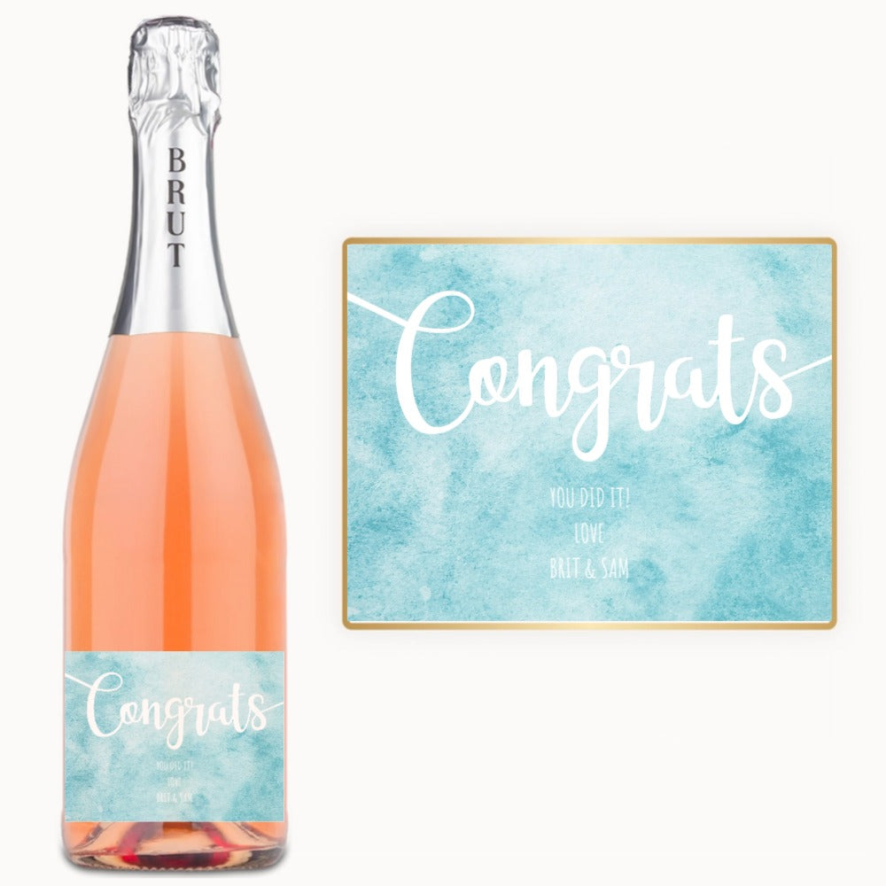 Congrats Watercolor – Custom Label Wine