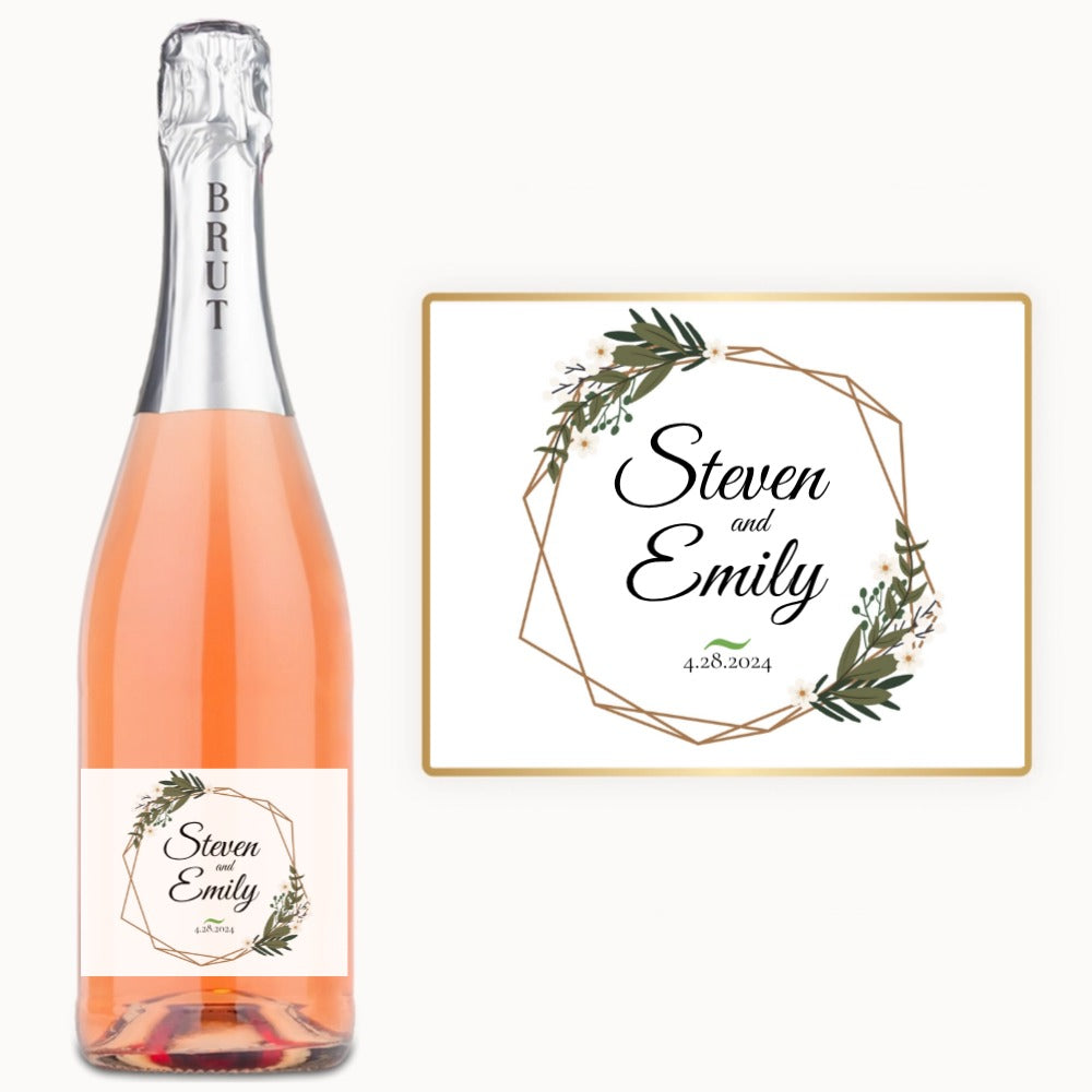 Floral Geometric Wedding – Custom Label Wine