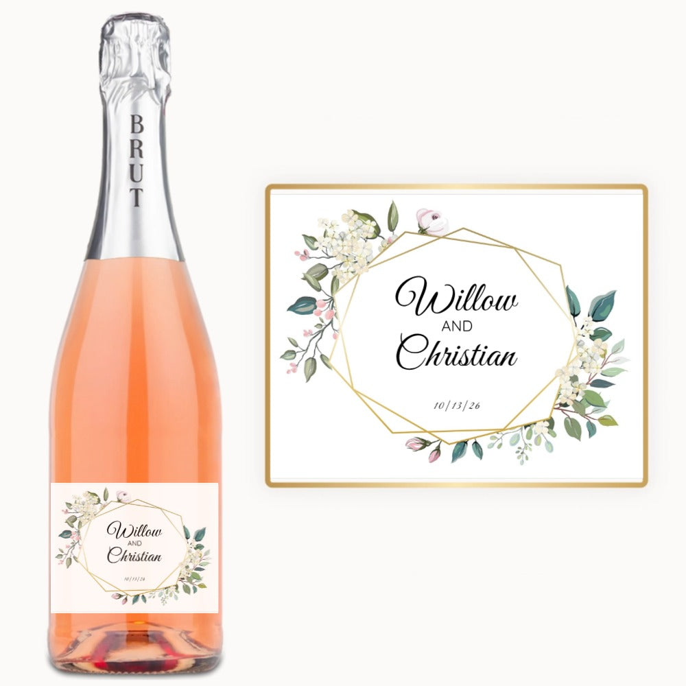 Floral Geometric Names – Custom Label Wine