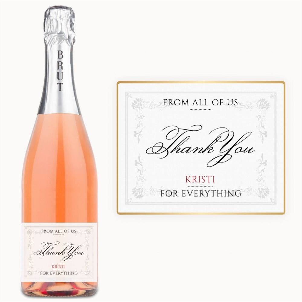 Elegant Script Thank You – Custom Label Wine