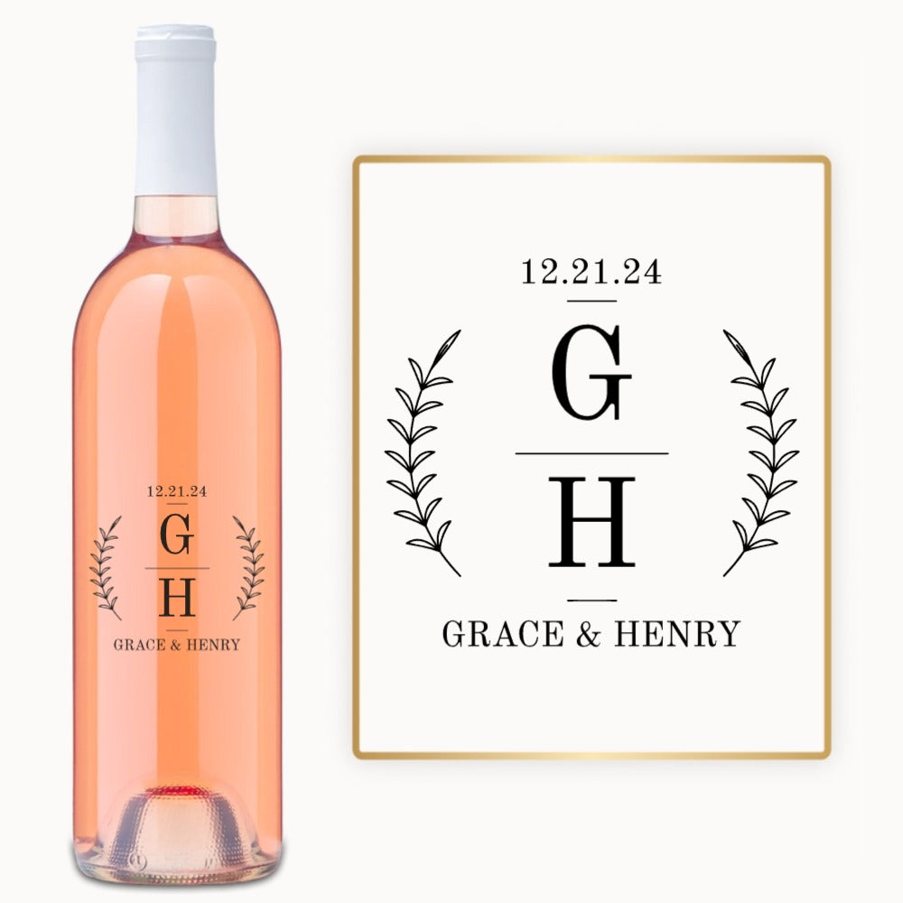 Laurel Monogram – Custom Engraved Wine