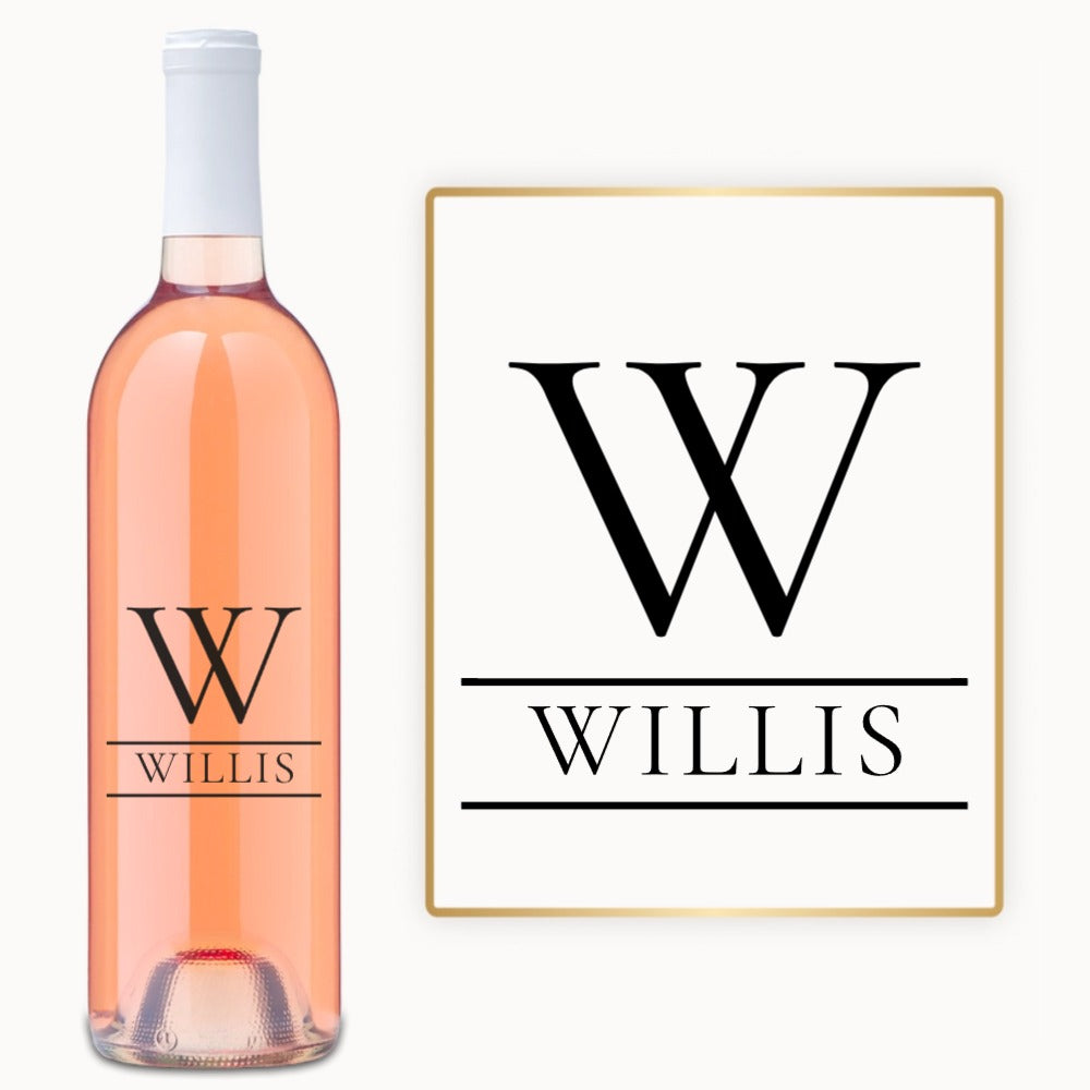 Split Initial Name – Engraved Wine