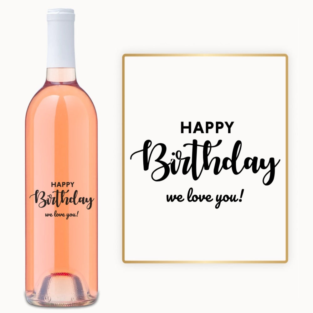 Happy Birthday Rectangle – Engraved Wine