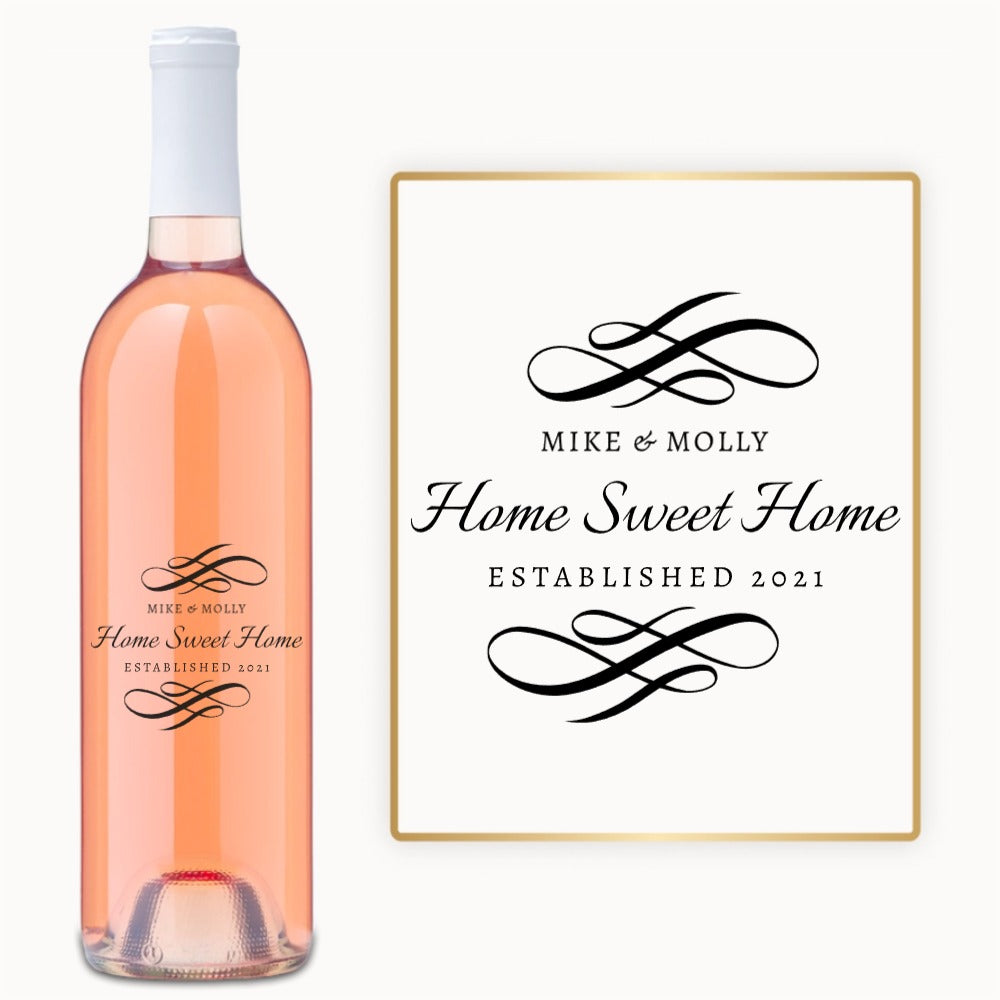 Home Sweet Home Flourish – Custom Engraved Wine