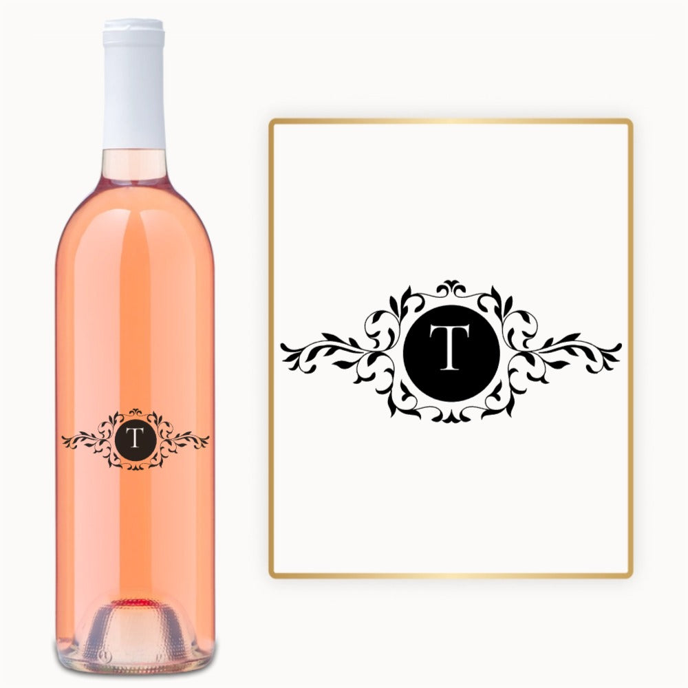 Ornate Leaf Monogram – Custom Engraved Wine