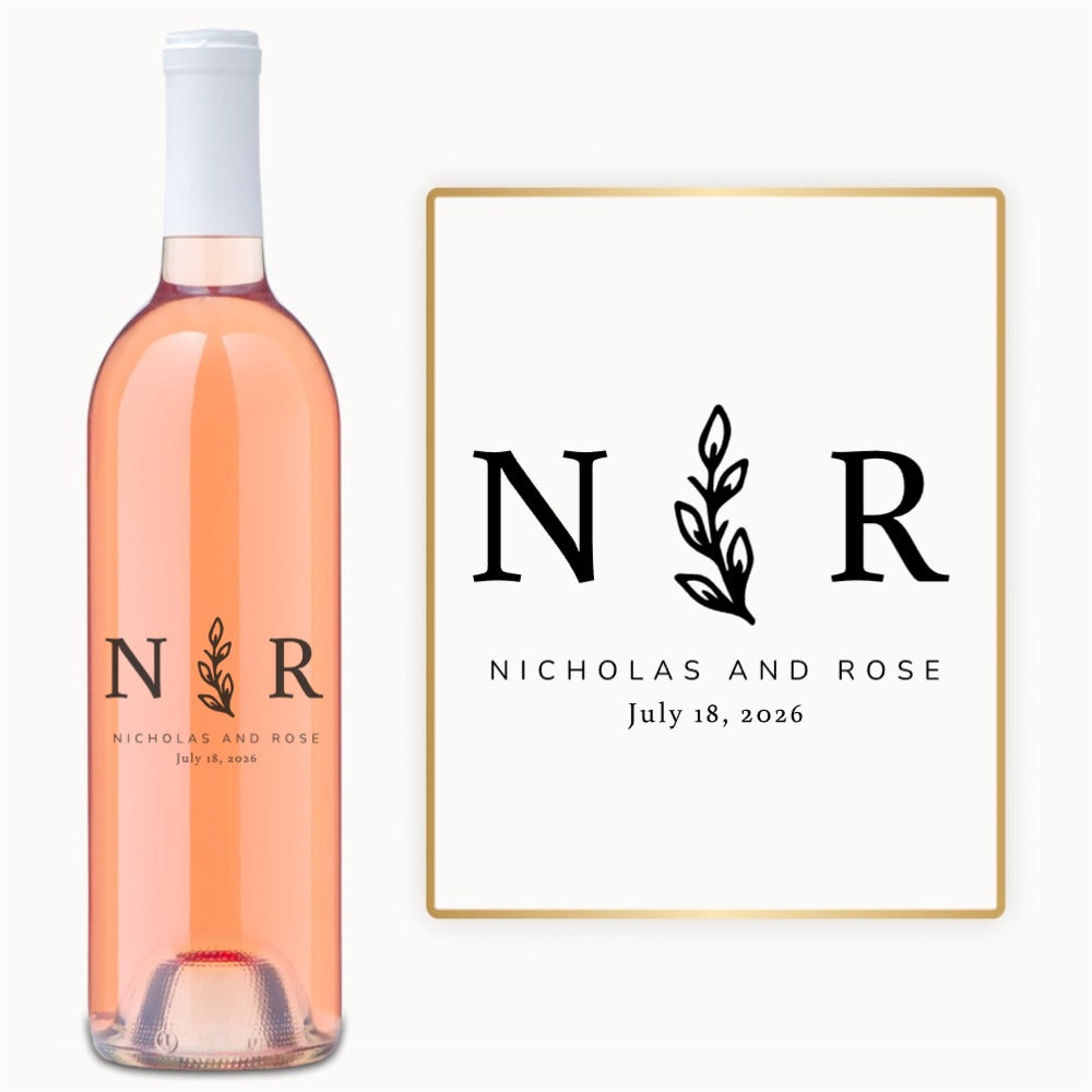 Olive Branch Initials – Custom Engraved Wine