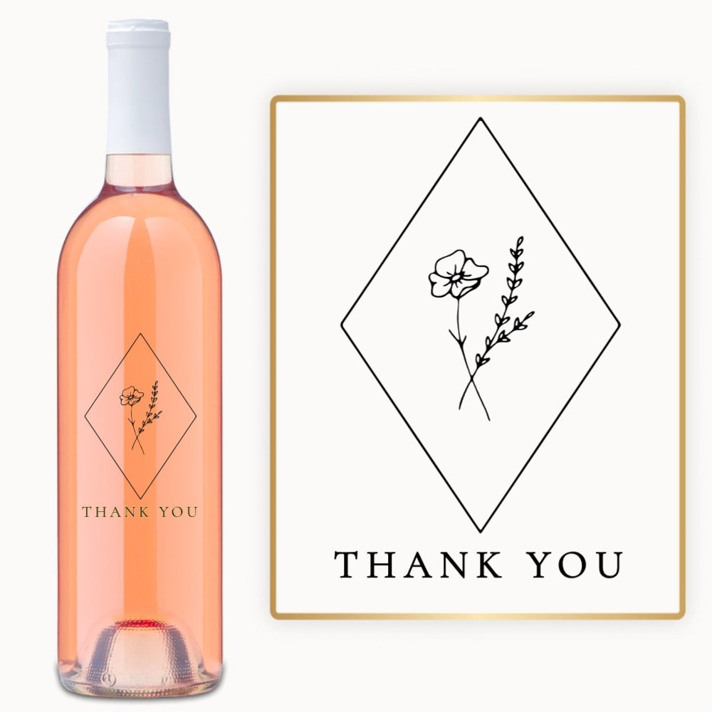 Botanical Diamond Thank You – Custom Engraved Wine
