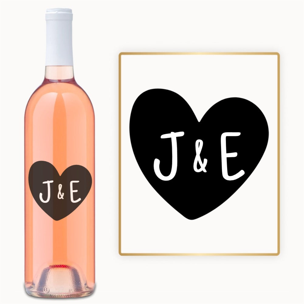 Heart Monogram – Engraved Anniversary Wine