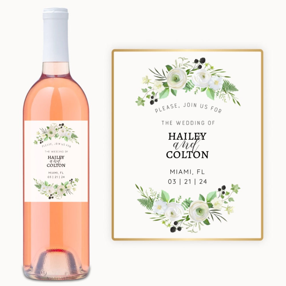 Floral Wedding Invite – Custom Label Wine