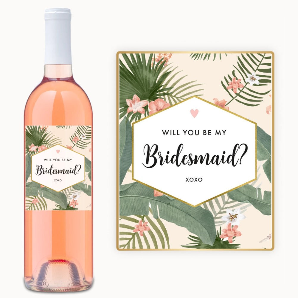 Tropical Bridesmaid Proposal – Custom Label Wine