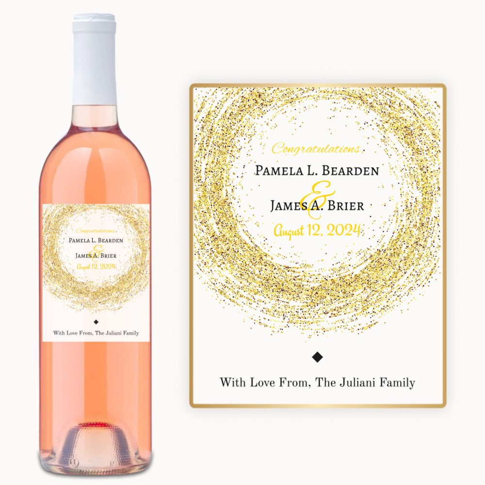 Gold Glitter Circle – Custom Label Wine