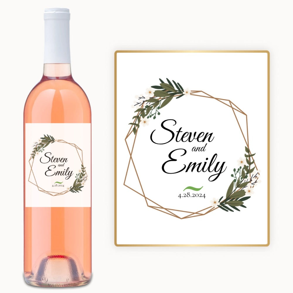 Floral Geometric Wedding – Custom Label Wine