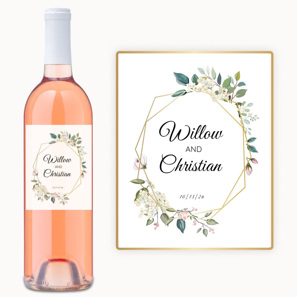 Floral Geometric Names – Custom Label Wine