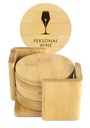 Custom Engraved Bamboo Coaster Set