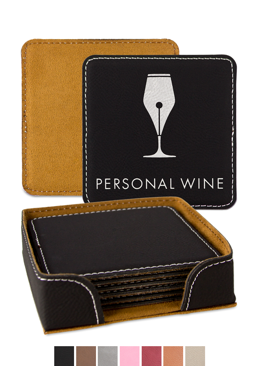 Custom Engraved Coaster (Set of 6 with Holder)