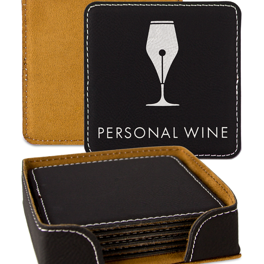 Custom Engraved Coaster (Set of 6 with Holder)