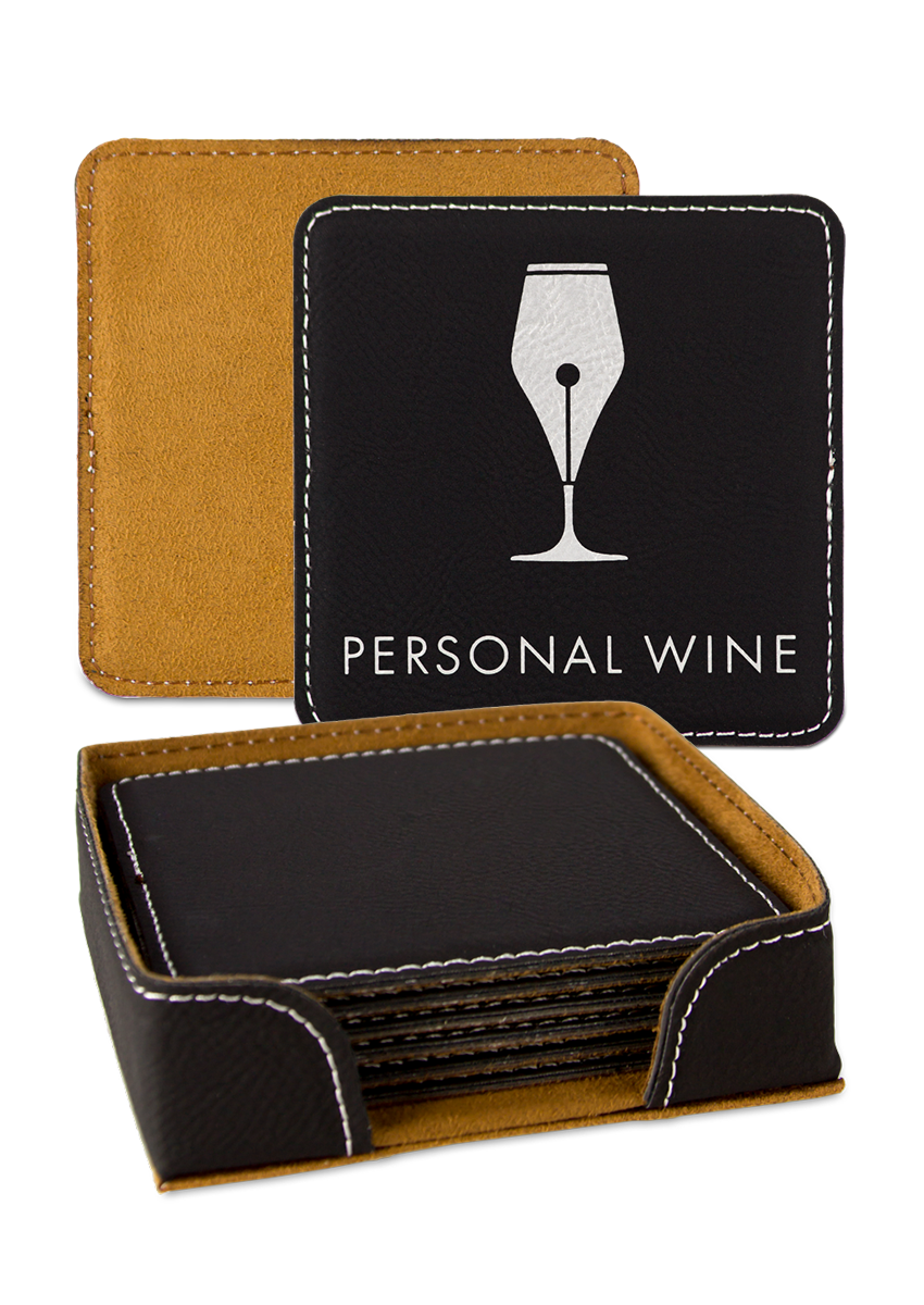 Custom Engraved Coaster (Set of 6 with Holder)