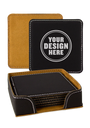 Personalwine Custom Engraved Coaster Set of 6 with Holder—add your design for a personalized touch.