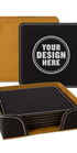 Personalwine Custom Engraved Coaster Set of 6 with Holder—add your design for a personalized touch.