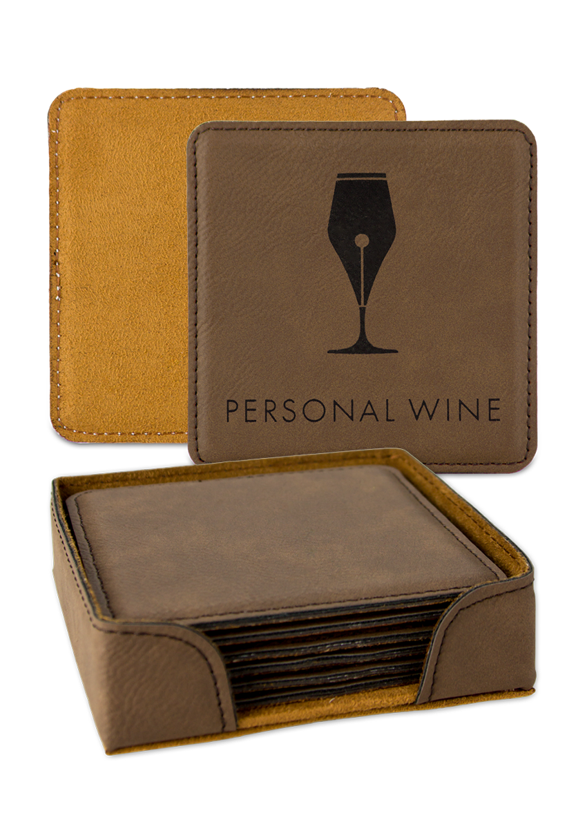 Custom Engraved Coaster (Set of 6 with Holder)