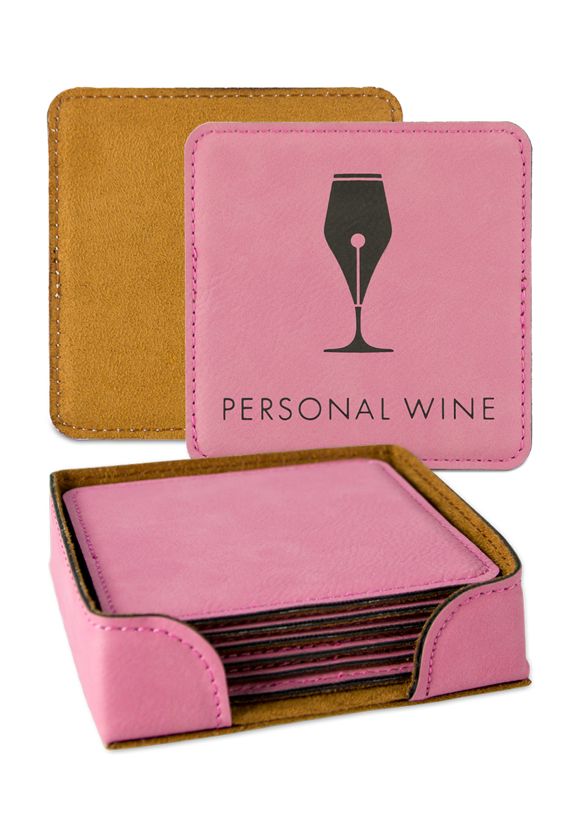 Custom Engraved Coaster (Set of 6 with Holder)