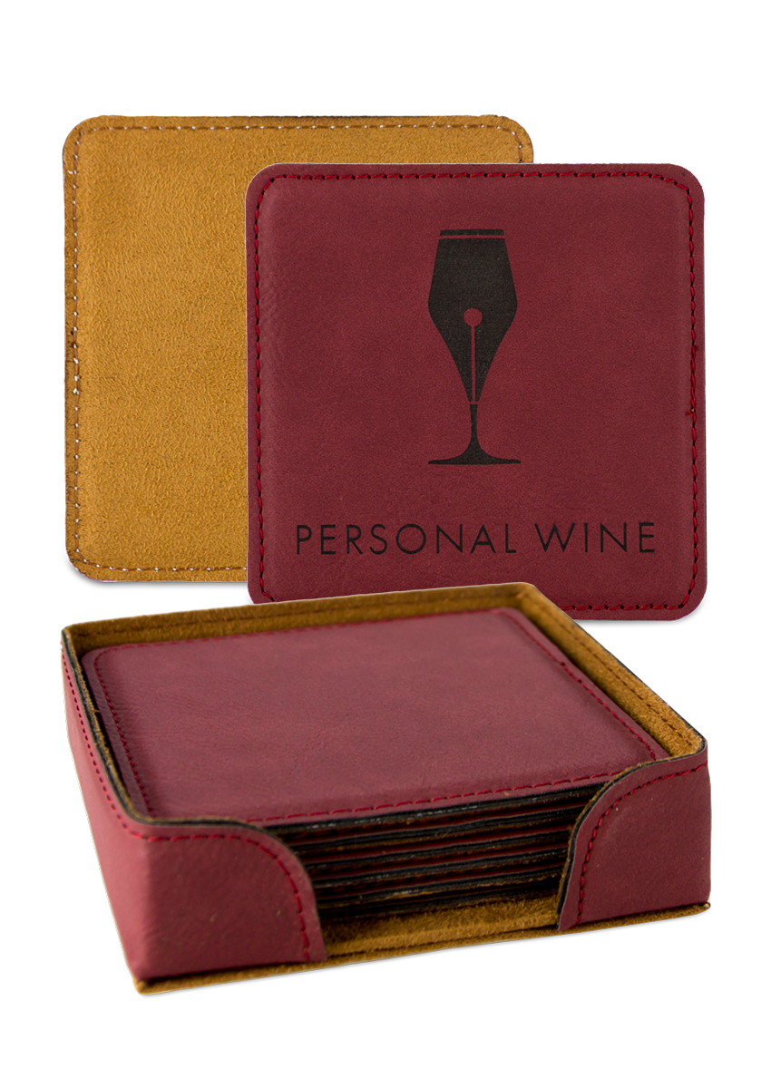 Custom Engraved Coaster (Set of 6 with Holder)
