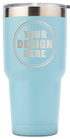 Personalwine Custom Engraved 30 oz Insulated Tumbler, light blue with metal lid and silver Your Design Here on front.