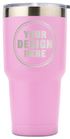 Personalwine Custom Engraved 30 oz Insulated Tumbler, pink, clear lid, YOUR DESIGN HERE in a circle on front.