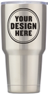 Personalwine Custom Engraved 30 oz Insulated Tumbler with clear lid and “YOUR DESIGN HERE” circle on the front.