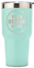 Personalwine Custom Engraved 30 oz Insulated Tumbler, mint green, clear lid, circle Your Design Here on front.