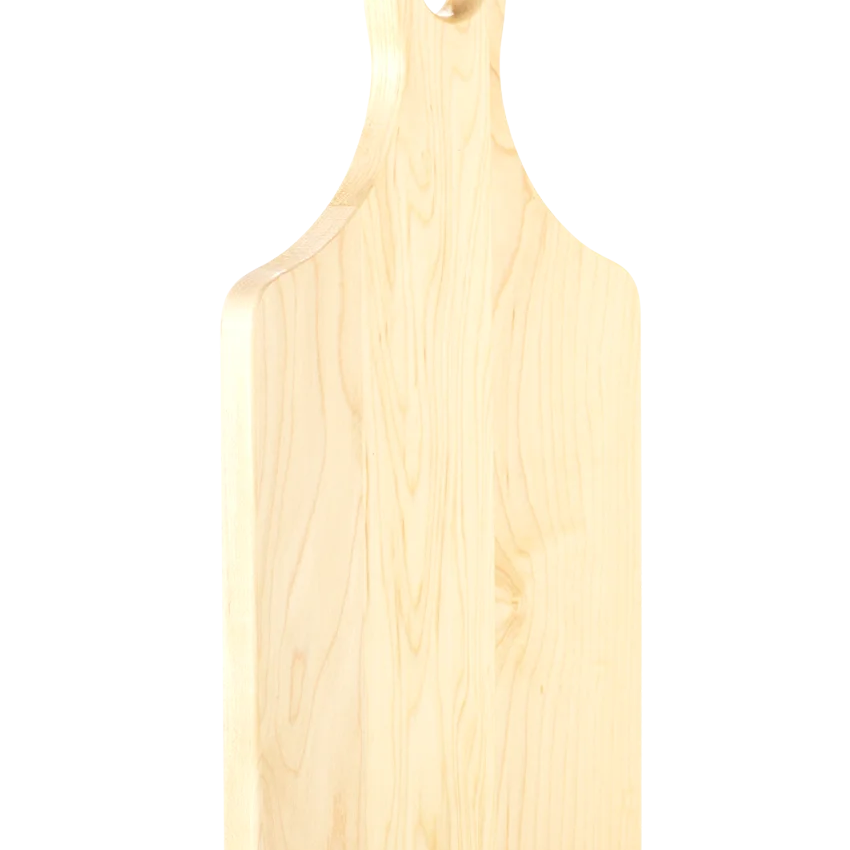 Personalwine Custom Engraved Serving Board w/Handle - Maple, displayed upright on a plain white background.