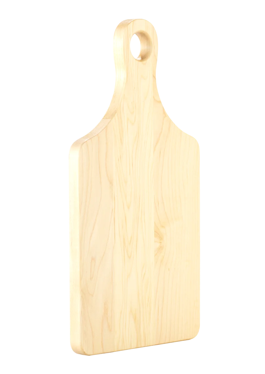 Personalwine Custom Engraved Serving Board w/Handle - Maple, displayed upright on a plain white background.