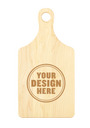 Personalwine Custom Engraved Serving Board w/Handle - Maple, personalized with your design in a circle on light wood.