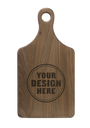 Personalwine Custom Engraved Serving Board w/Handle - Walnut, featuring YOUR DESIGN HERE circular stamp.