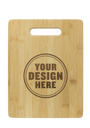 Personalwine Custom Engraved Serving Board - Bamboo with handle and “YOUR DESIGN HERE” engraved in a circle at center.