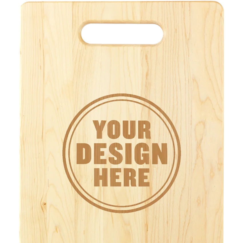Personalwine Custom Engraved Serving Board - Maple with handle, personalized with your design in a circle.