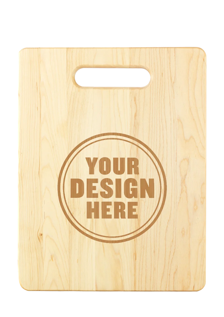 Personalwine Custom Engraved Serving Board - Maple with handle, personalized with your design in a circle.