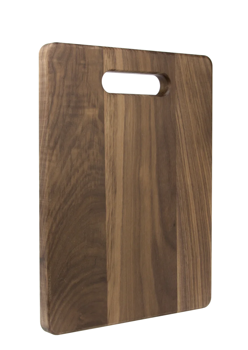 Personalwine Custom Engraved Serving Board - Walnut, rectangular with handle slot and unique wood grain patterns.