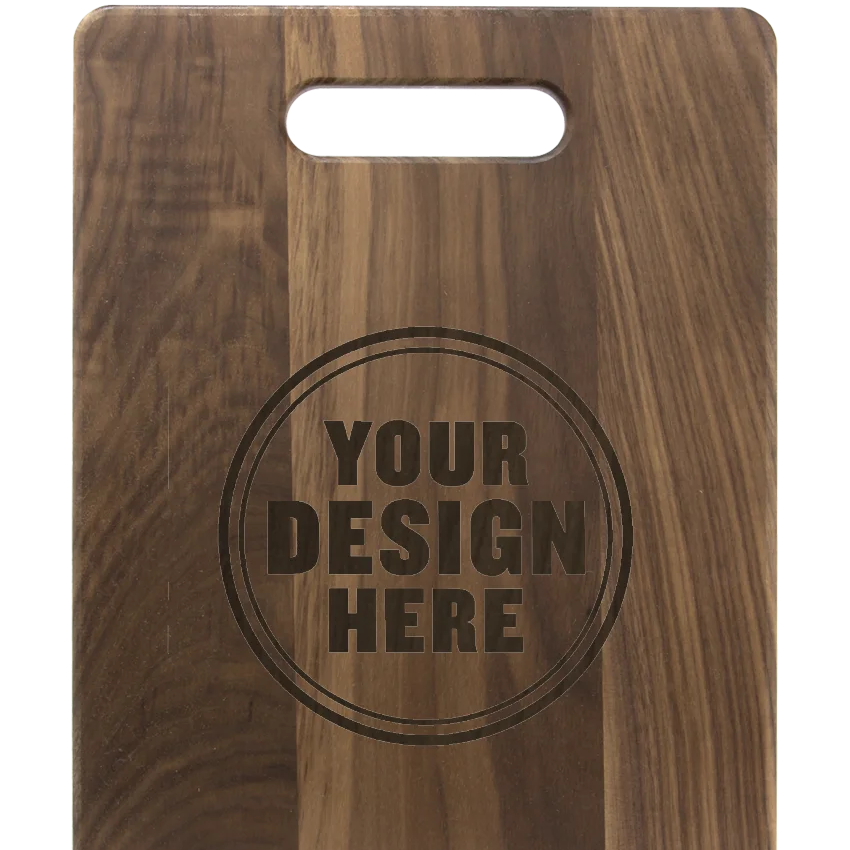 Personalwine Custom Engraved Serving Board - Walnut with handle slot, ready for your design as a unique kitchen gift.