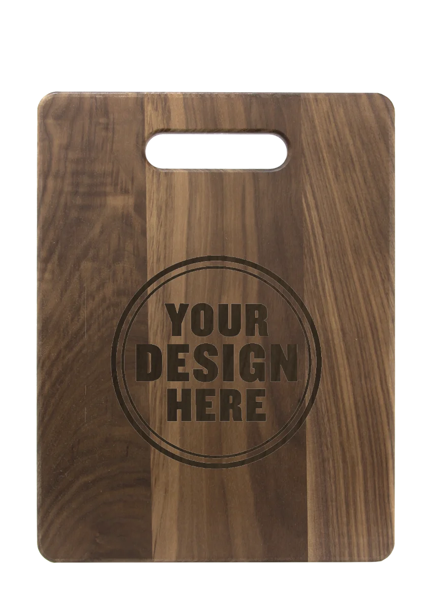Personalwine Custom Engraved Serving Board - Walnut with handle slot, ready for your design as a unique kitchen gift.