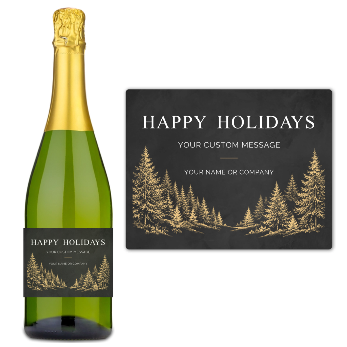 Golden Pines Happy Holidays - Custom Label Wine