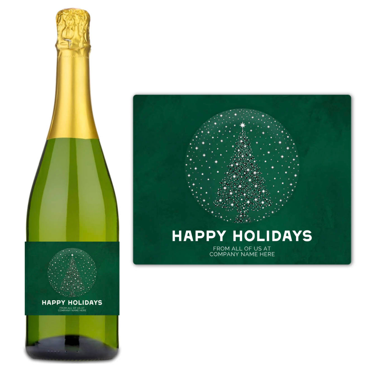 Starlit Tree Happy Holidays - Custom Label Wine