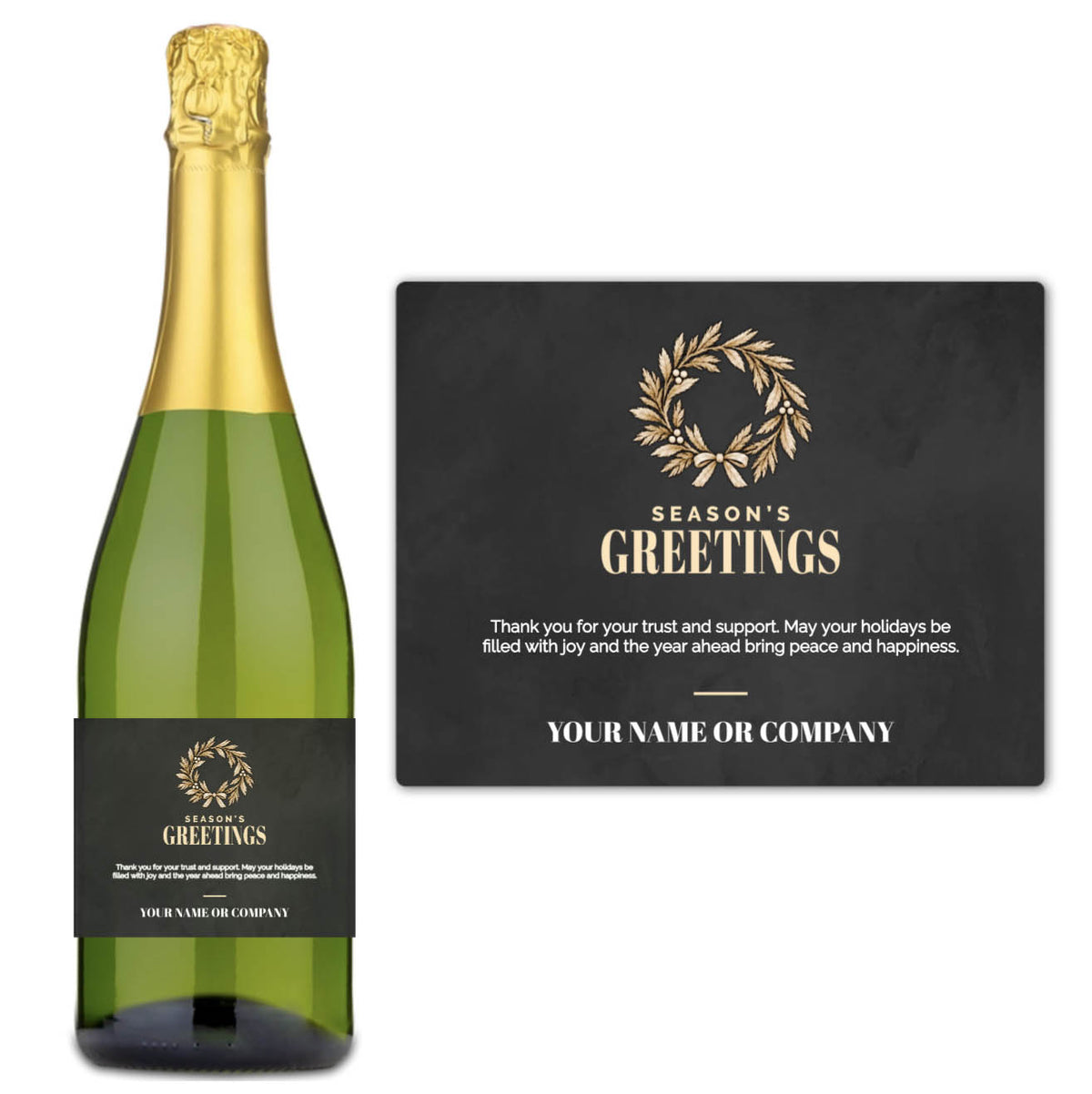 Gold Wreath Season's Greetings - Custom Label Wine