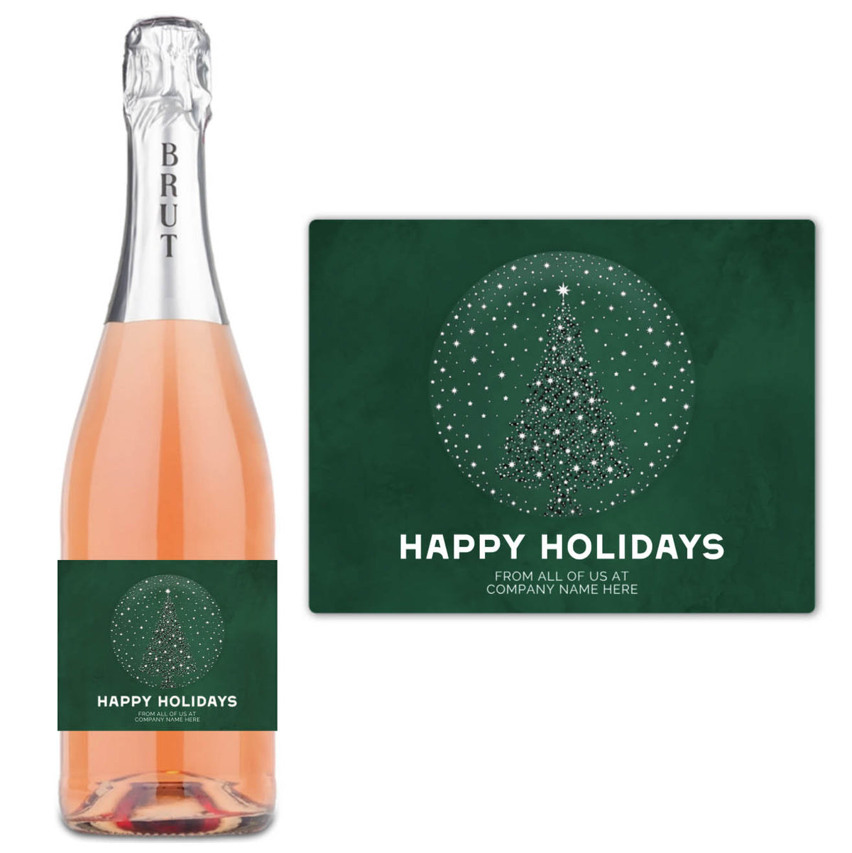Starlit Tree Happy Holidays - Custom Label Wine