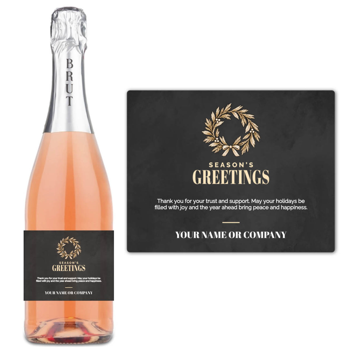 Gold Wreath Season's Greetings - Custom Label Wine