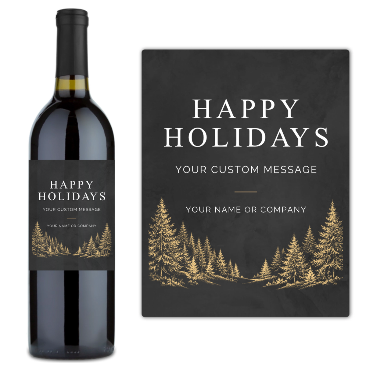 Golden Pines Happy Holidays - Custom Label Wine