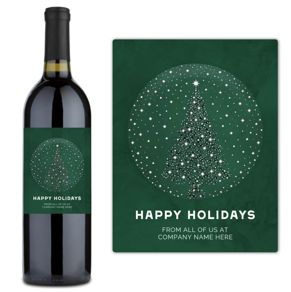 Starlit Tree Happy Holidays - Custom Label Wine