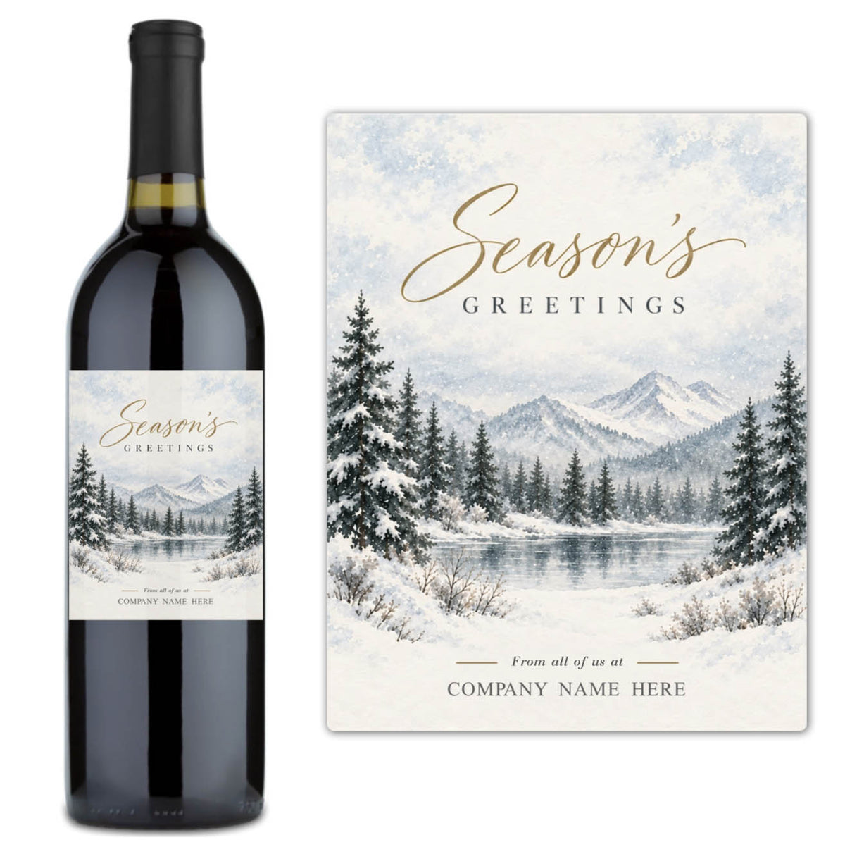 Winter Lake Season's Greetings - Custom Label Wine